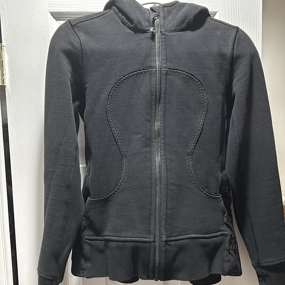 RARE Lululemon Peplum Scuba Hoodie Special Edition Size 6 Black - Picture 6 of 16